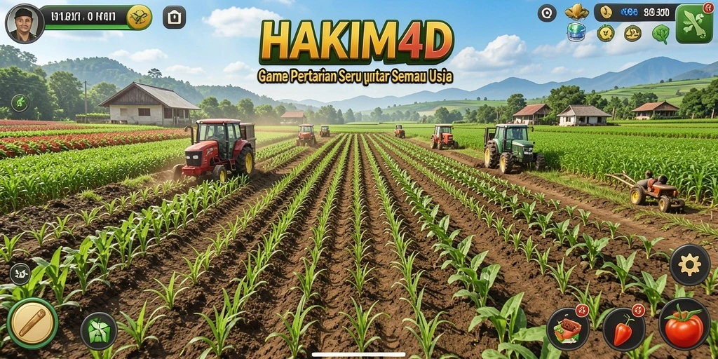 Tampilan gameplay HAKIM4D, dunia pertanian yang luas dan menarik.