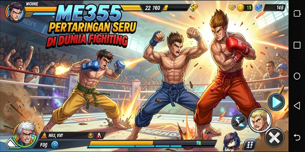 Screenshot gameplay ME355 menampilkan pertarungan intens dan seru.