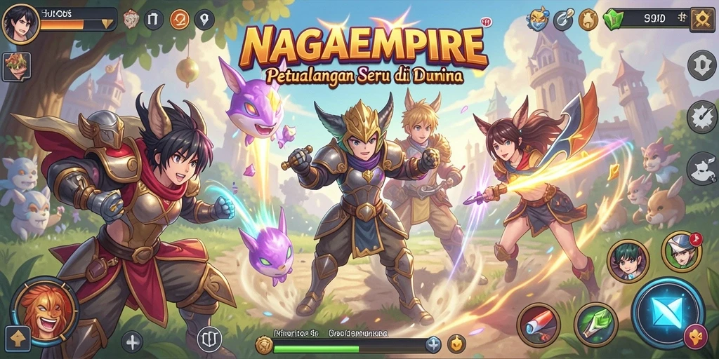 Tampilan gameplay NAGAEMPIRE dengan karakter anime yang menawan.